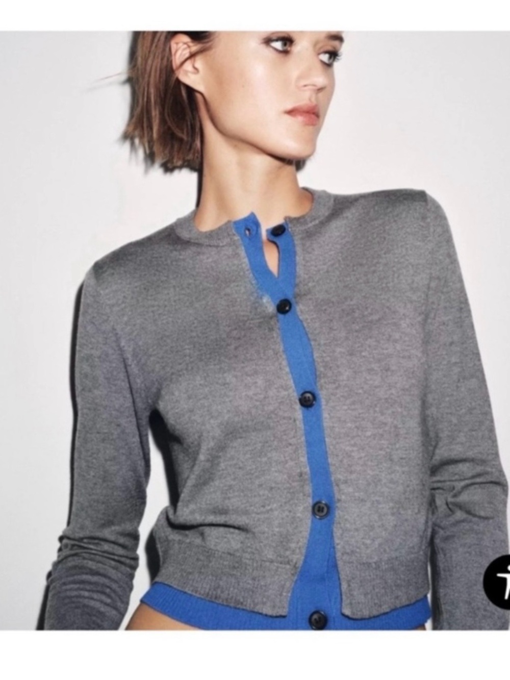 || ZARA || Two Tone Detailed Cardigan || Large Buttons ||